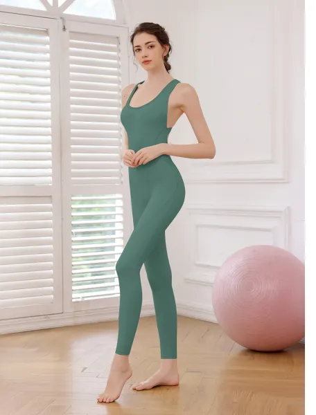 Design Racerback Cutout Bodysuit Black Activewear - 21