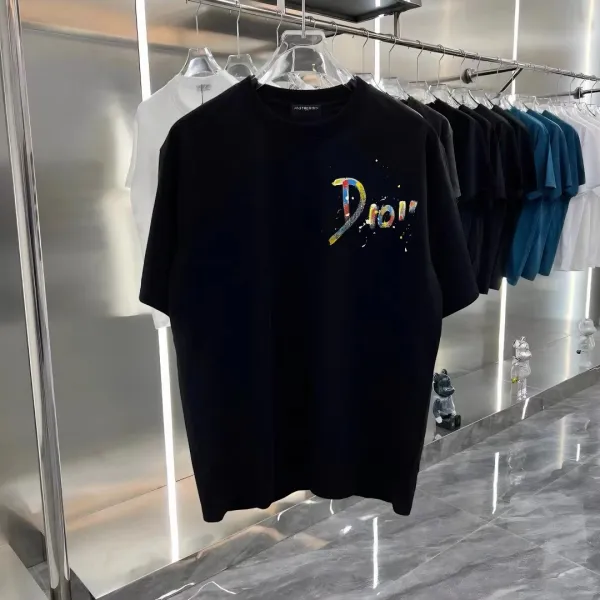 Dior Paint Splatter Logo Black T-Shirt - 3