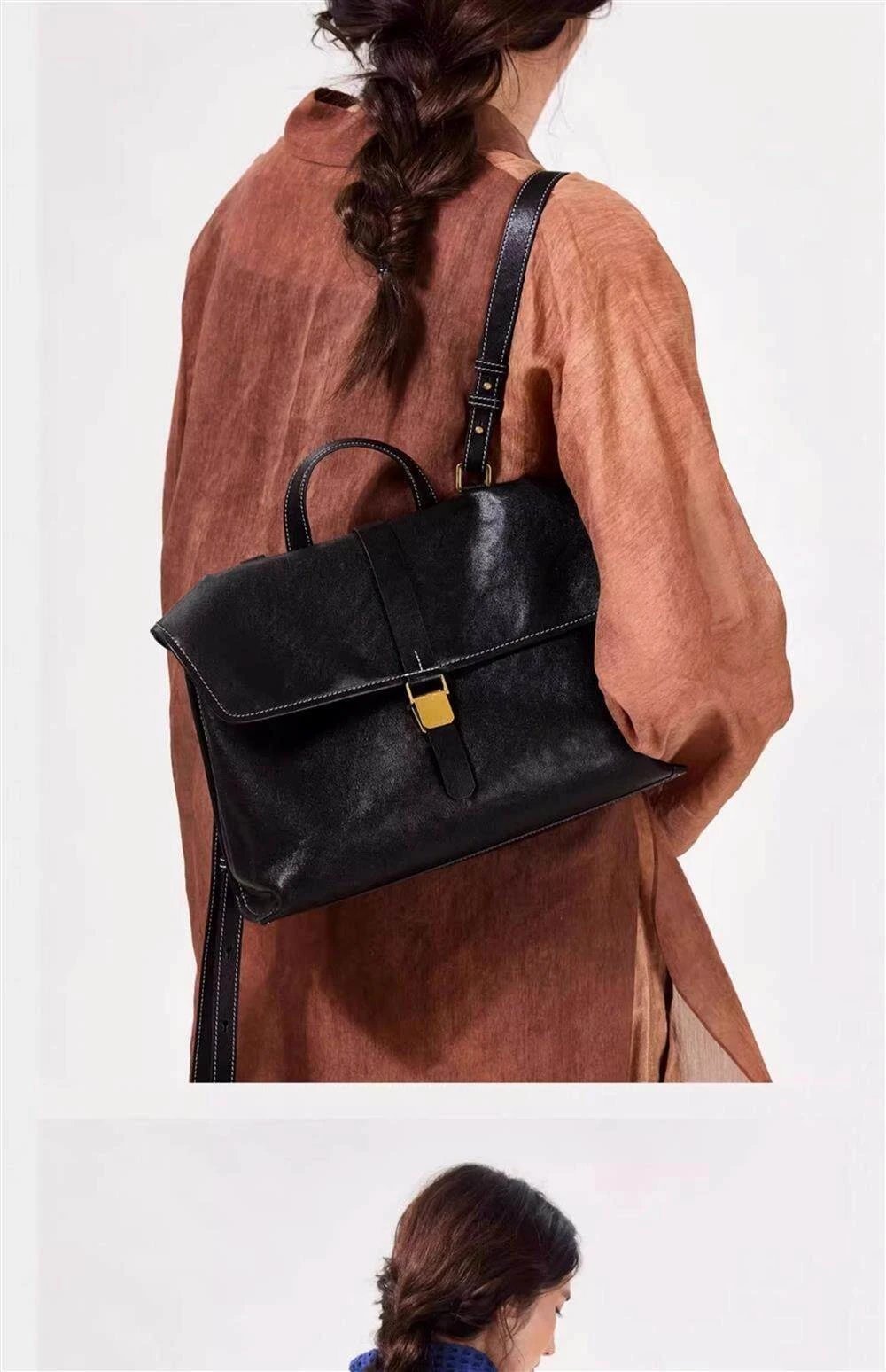 Design Leather Flap Messenger Bag Brown Crossbody Bags - 22