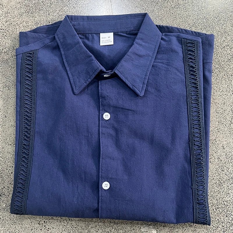 Design Guayabera-Style Shirt Army Green Shirt Tops Shirt - 34