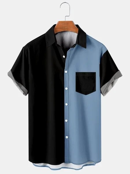 Design Leaf Print Short-Sleeve Button-Up Shirt Green and Cream - 9