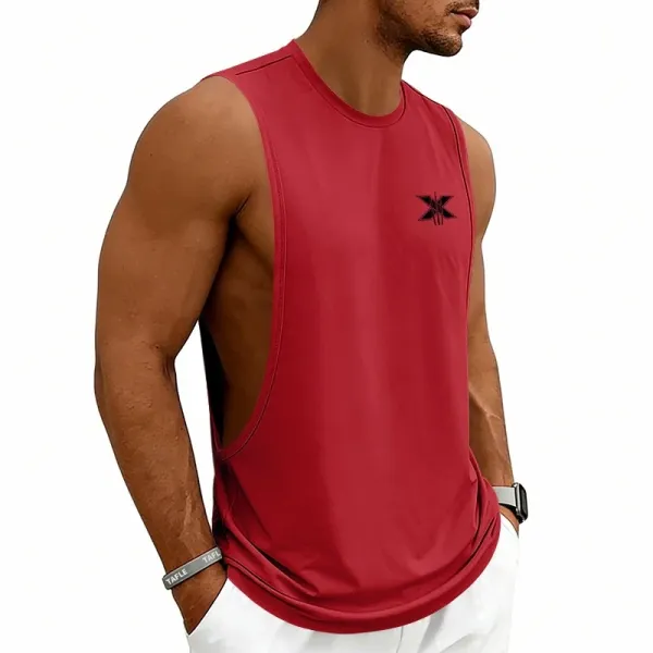 Design X Logo Cut-Out Sleeveless Tank Beige Vest-Top - 27