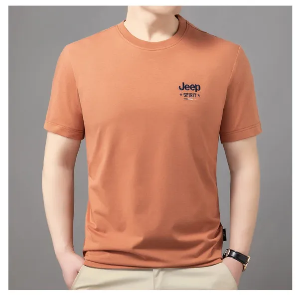 Design Jeep Spirit Classic Fit Crew Neck T-Shirt Brown T-Shirts - 23
