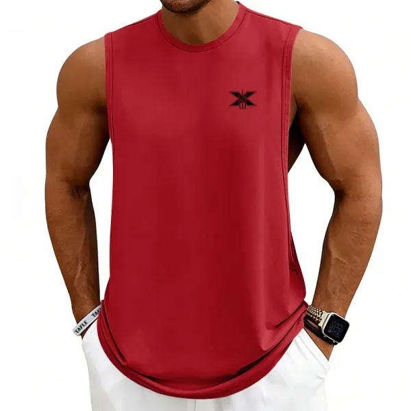 Design X Logo Cut-Out Sleeveless Tank Beige Vest-Top - 29
