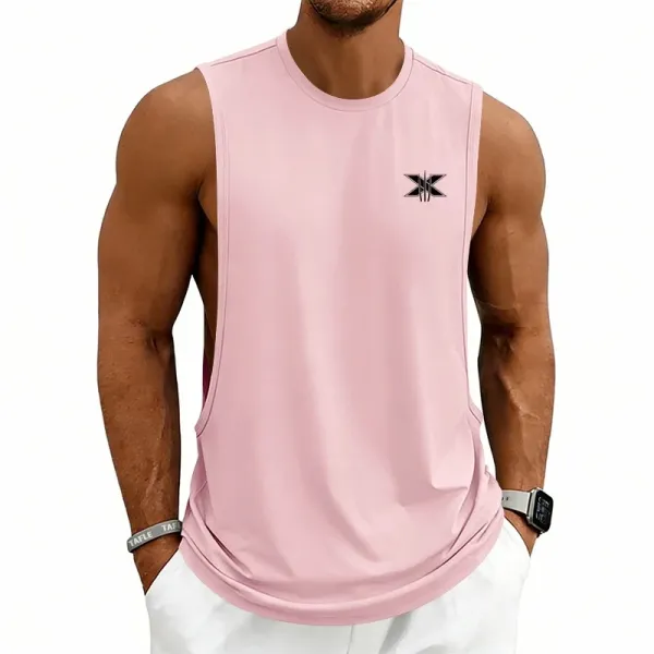 Design X Logo Cut-Out Sleeveless Tank Beige Vest-Top - 34