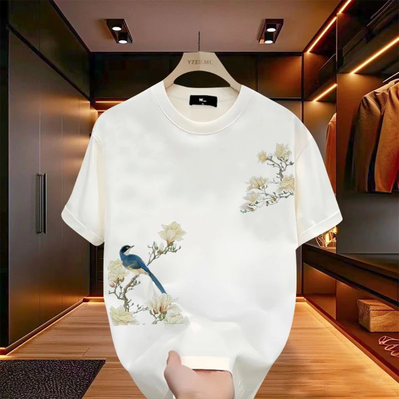 Design YZEE MC Floral Embroidery Burgundy T-Shirt T-Shirts - 8