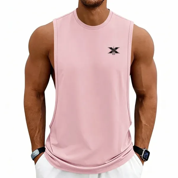 Design X Logo Cut-Out Sleeveless Tank Beige Vest-Top - 38