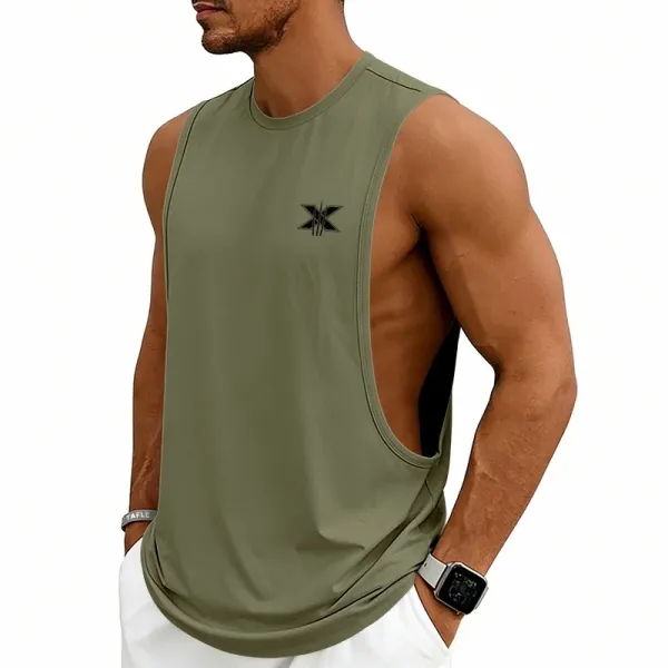 Design X Logo Cut-Out Sleeveless Tank Beige Vest-Top - 56