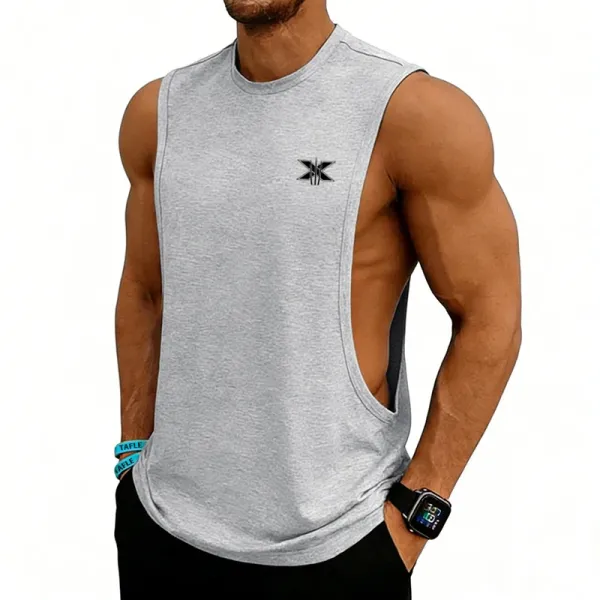 Design X Logo Cut-Out Sleeveless Tank Beige Vest-Top - 65