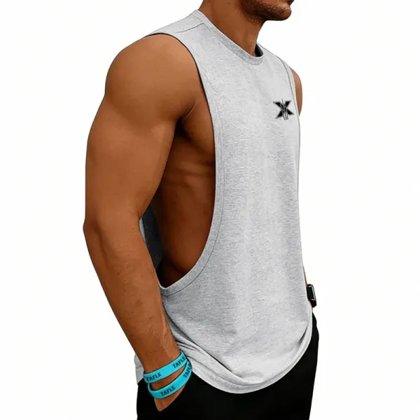Design X Logo Cut-Out Sleeveless Tank Beige Vest-Top - 67