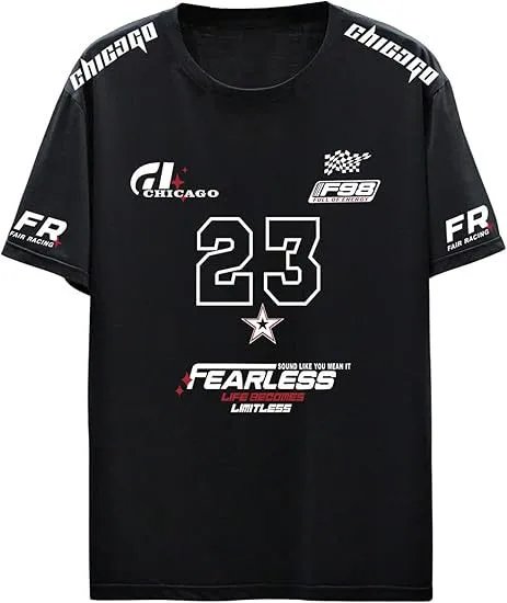 Design Chicago Racing 23 Fearless Black Oversized T-Shirt T-Shirts - 11