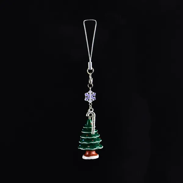 Design Christmas Tree Charm Phone Strap Green Silver Phone Accessories - 1