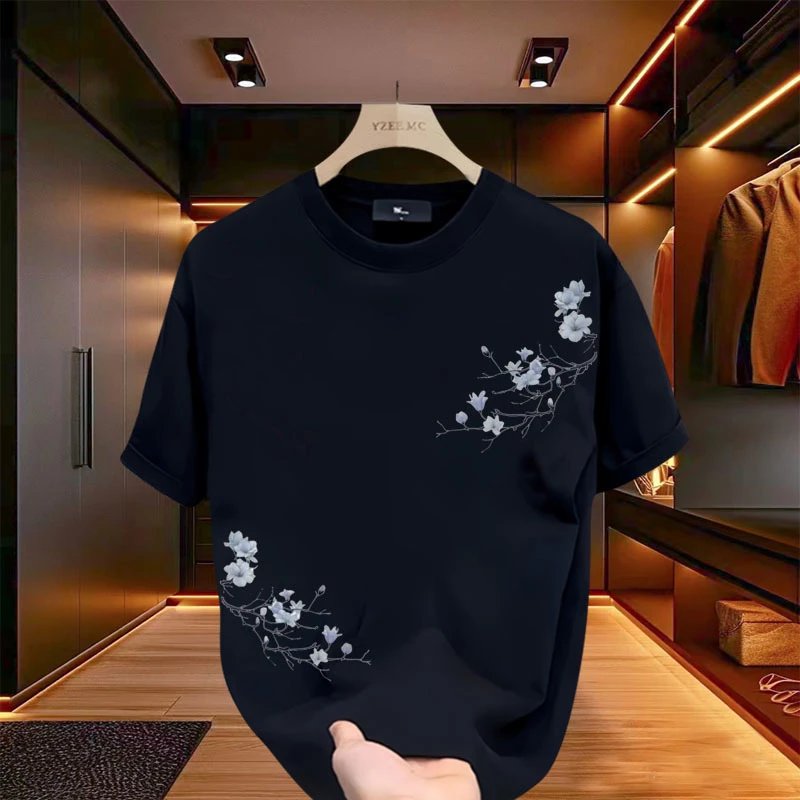 Design YZEE MC Floral Embroidery Burgundy T-Shirt T-Shirts - 15