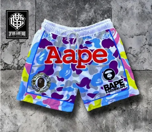 Undefeated x A Bathing Ape Blue Camo Basketball Shorts - 9