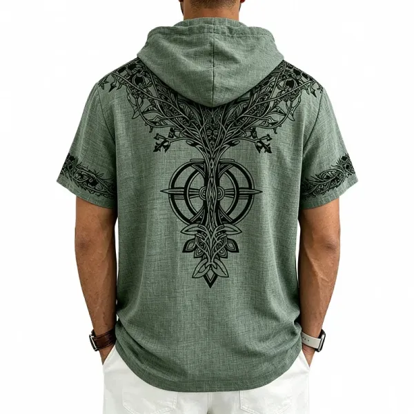 Design Tree of Life Hooded Tee Army Green Hoodie - 9