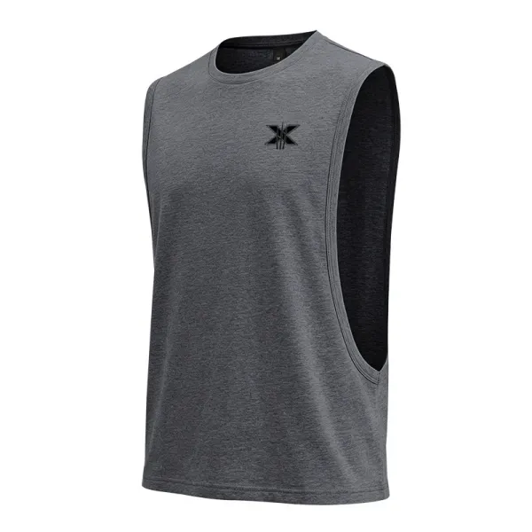 Design X Logo Cut-Out Sleeveless Tank Beige Vest-Top - 91