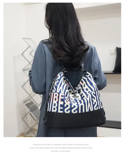 Design Bufan Collection Letter Print Navy Blue Shoulder Bag Shoulder Bags - 19