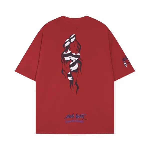 Design Sick Heart T-Shirt Red Graphic Print T-Shirt T-Shirts - 1