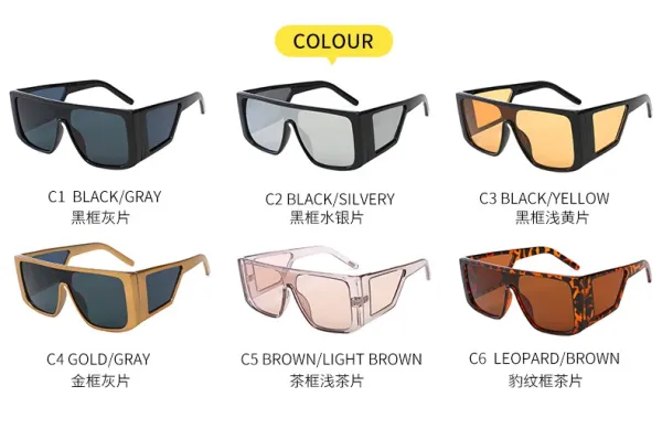 Design C3 Black / Yellow Oversized Shield Sunglasses Eyewear - 11