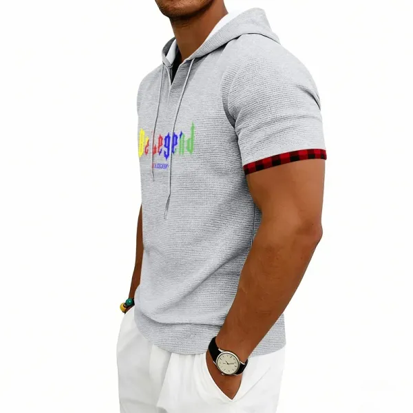 Design Be Legend Rainbow Print Hooded T-Shirt White Hoodie - 26