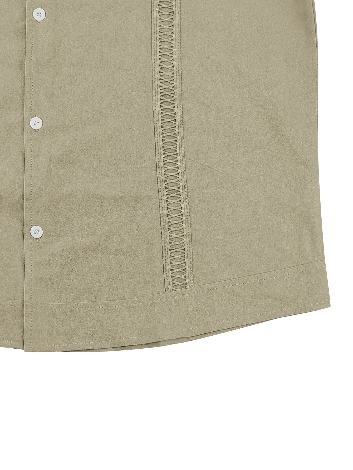Design Guayabera-Style Shirt Army Green Shirt Tops Shirt - 81