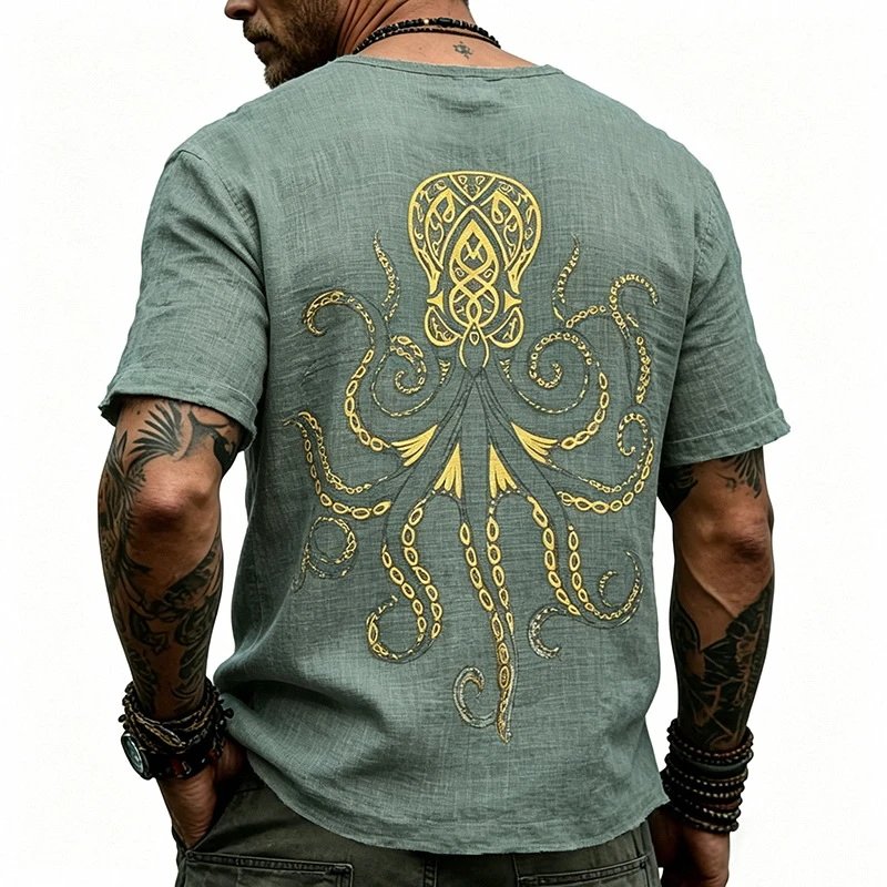 Design Octopus Embroidery Dusty Rose T-Shirt - 42