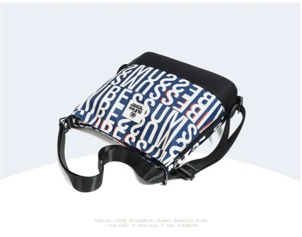 Design Bufan Collection Letter Print Navy Blue Shoulder Bag Shoulder Bags - 35