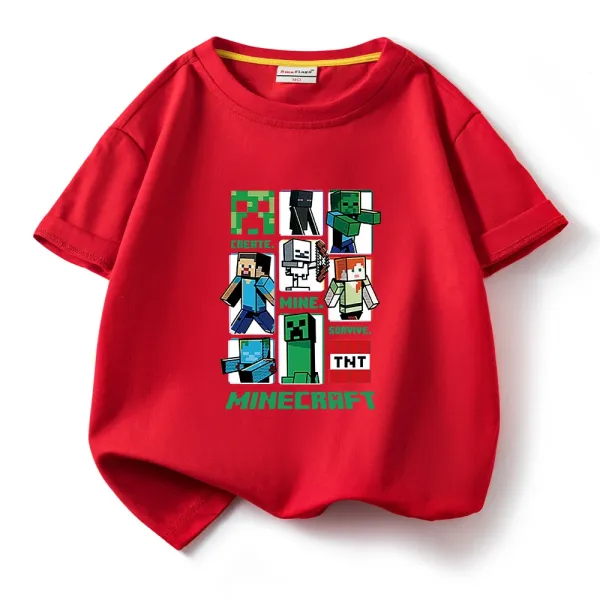 Design Minecraft Graphic Print Red T-Shirt T-Shirts - 1