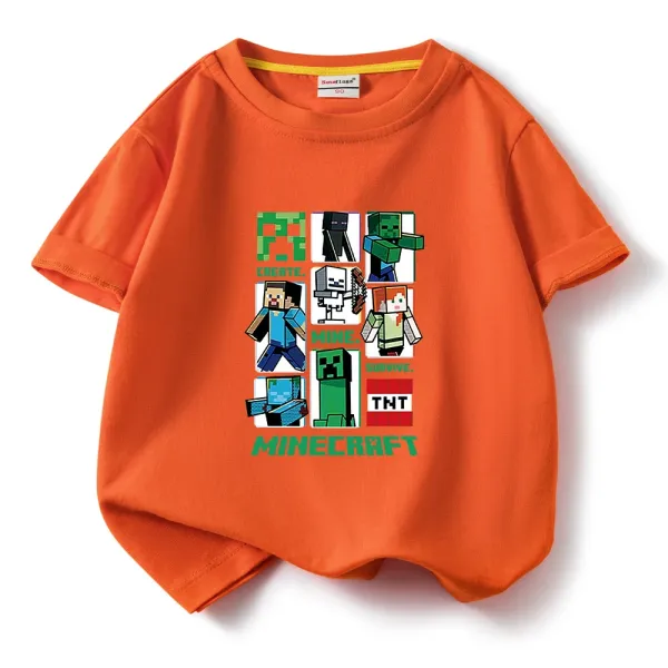 Design Minecraft Character Grid Orange Kids T-Shirt T-Shirts - 1
