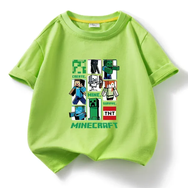 Design Minecraft Pixel Art Graphic Print Lime Green T-Shirt T-Shirts - 1