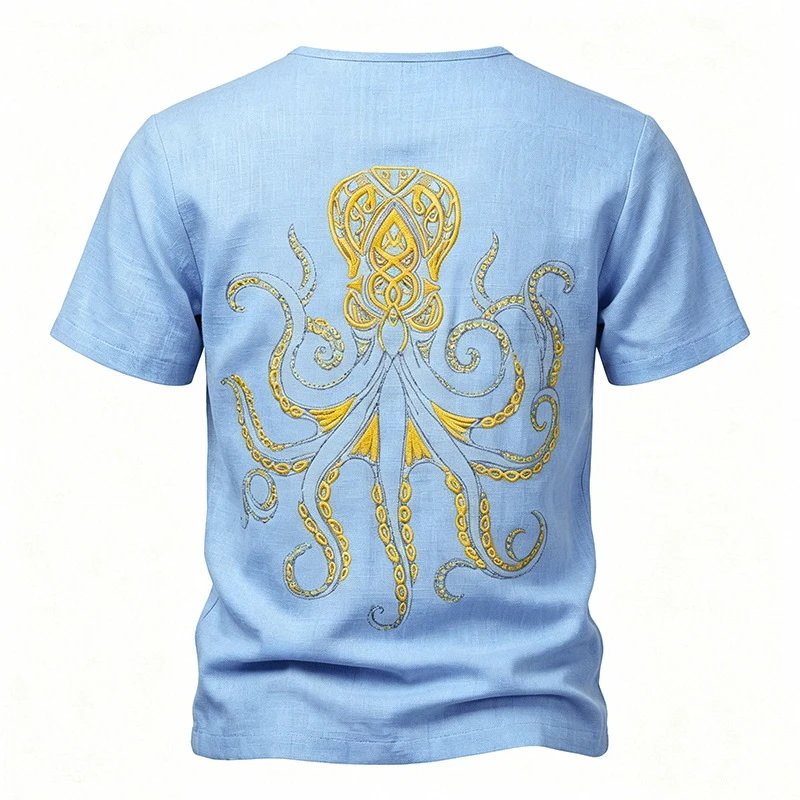Design Octopus Embroidery Dusty Rose T-Shirt - 61