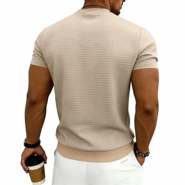 Design Textured Knit Navy T-Shirt - 12