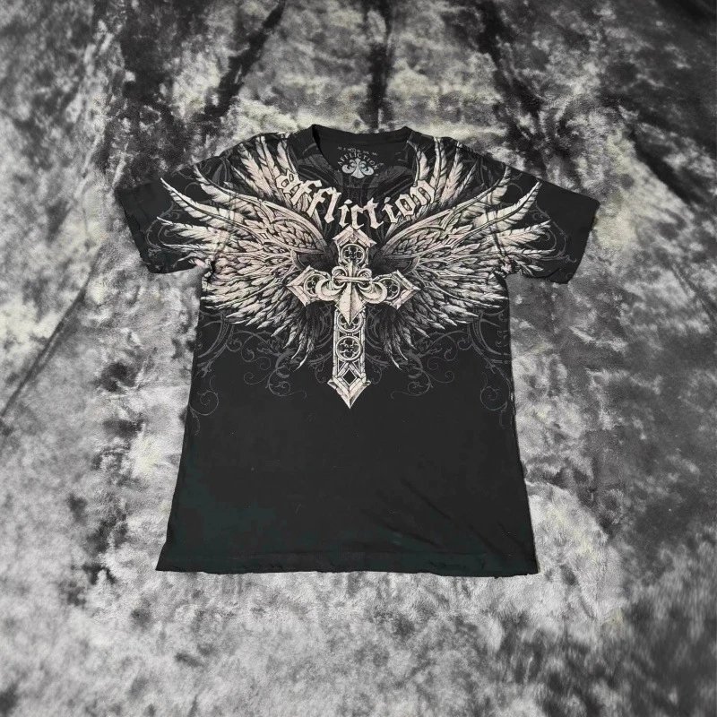 Extreme Couture Skull Wing Graphic Black T-Shirt T-Shirts