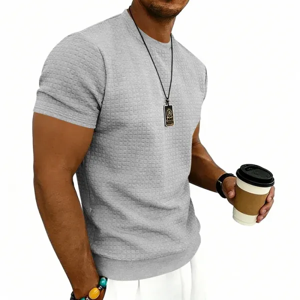 Design Textured Knit Navy T-Shirt - 18