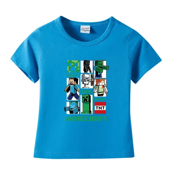 Design Minecraft Character Grid Blue Kids T-Shirt T-Shirts - 1