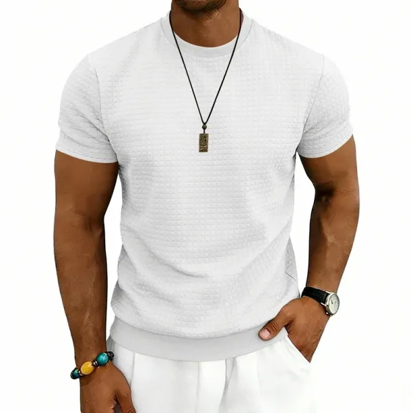 Design Textured Knit Navy T-Shirt - 23