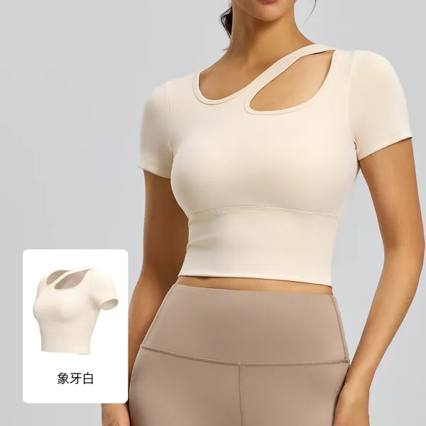 Design Cut-Out Crop Top Elephant White Activewear - 1