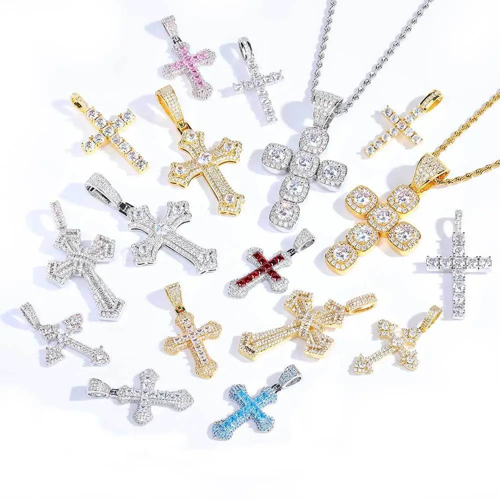 Design Cross Pendant Necklace Gold with Cubic Zirconia Jewelry - 29