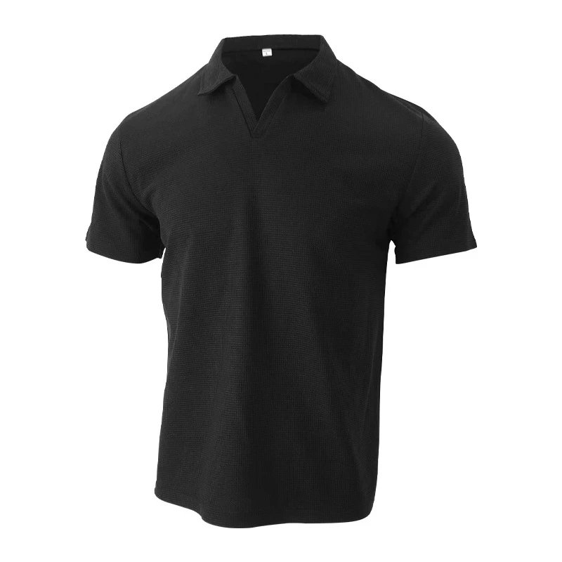 Design Waffle Knit Polo Shirt Light Gray Tops Polo - 37