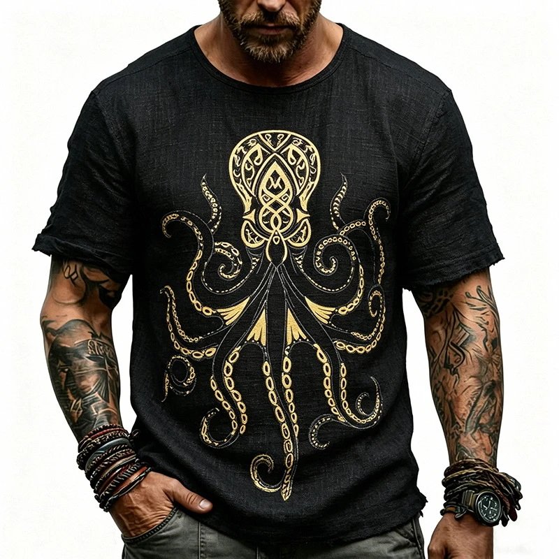 Design Octopus Embroidery Dusty Rose T-Shirt - 35
