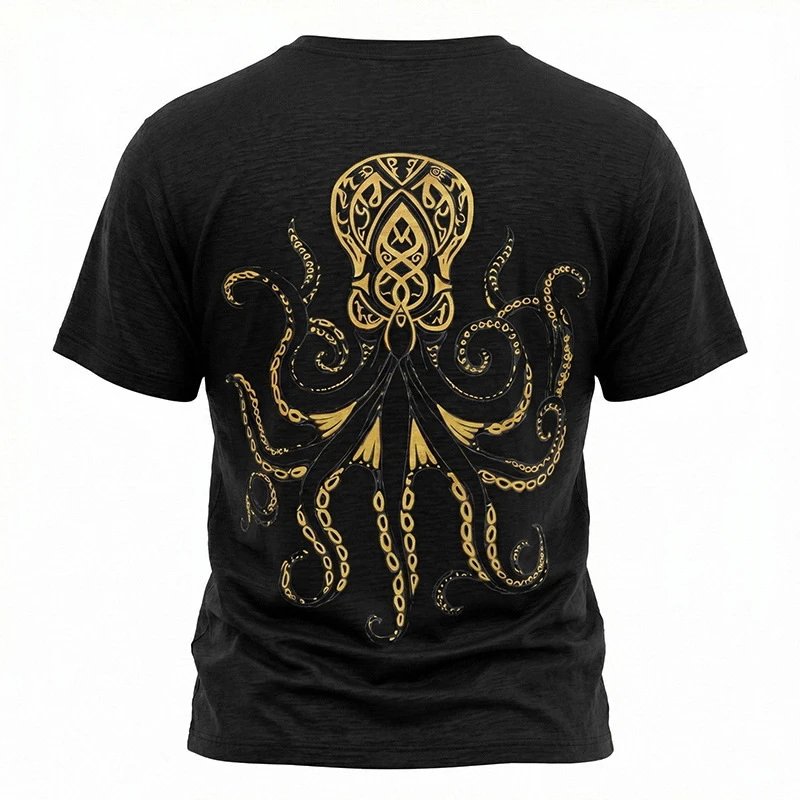 Design Octopus Embroidery Dusty Rose T-Shirt - 37