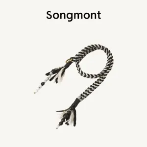 Design Songmont Braided Rope Strap with Beaded Tassels Black and White Accessory Jewelry
