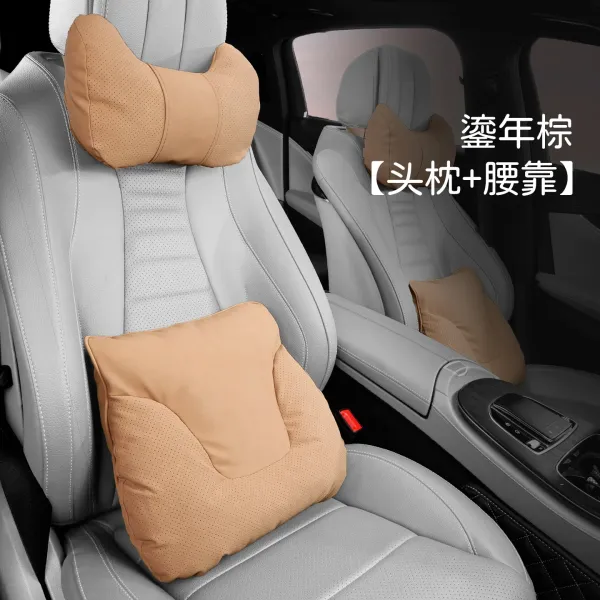 Design Car Neck Pillow and Lumbar Support Set Tan Accessories - 1