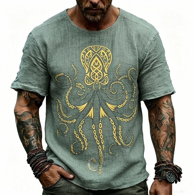 Design Octopus Embroidery Dusty Rose T-Shirt - 44