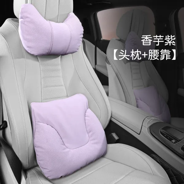 Design Car Seat Neck Pillow and Lumbar Support Set Lavender Purple Accessories - 1