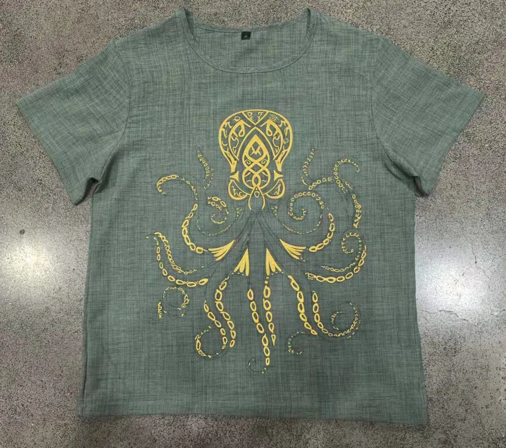 Design Octopus Embroidery Dusty Rose T-Shirt - 51