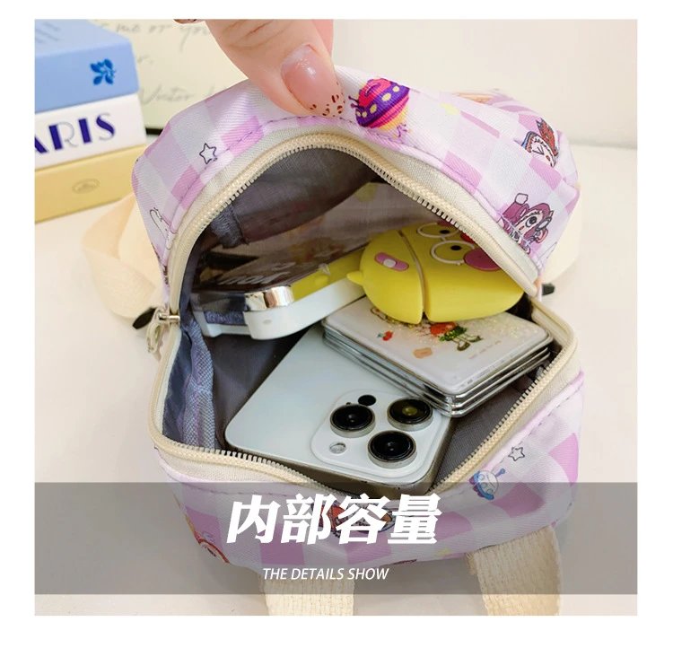 Design Mini Backpack Pink Gingham Rabbit Print Backpack - 10