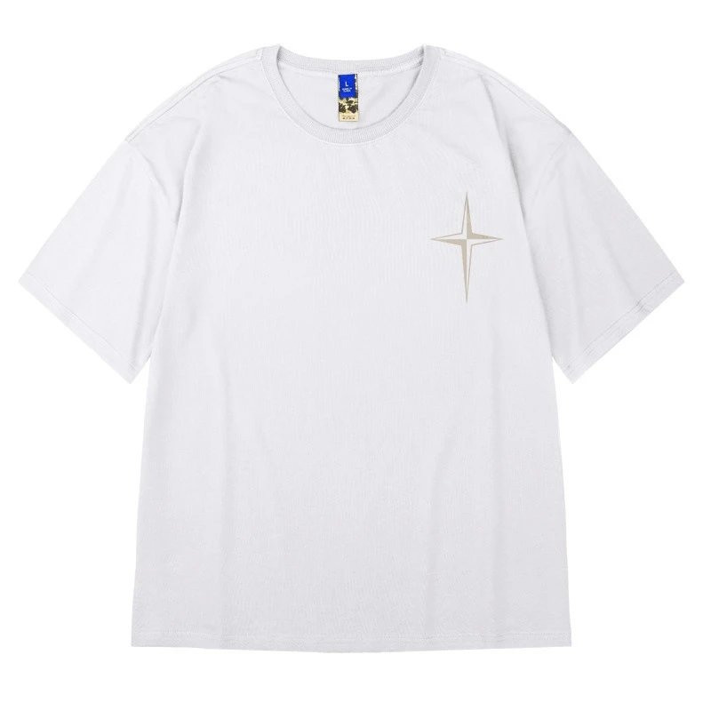 Design Oversized T-Shirt with Compass Star Logo Black T-Shirt - 7
