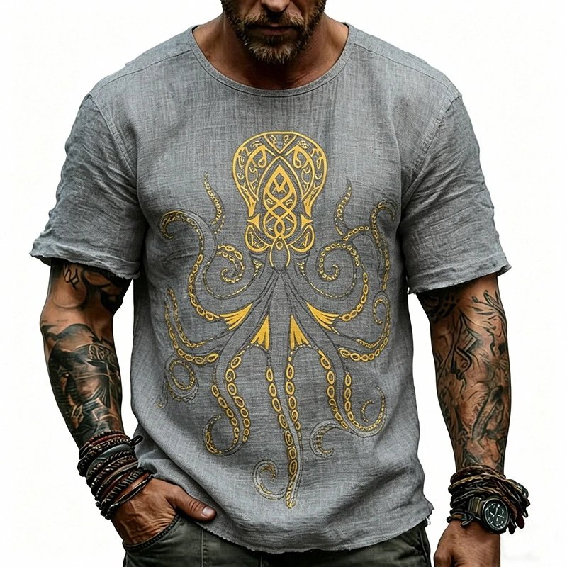 Design Octopus Embroidery Dusty Rose T-Shirt - 65