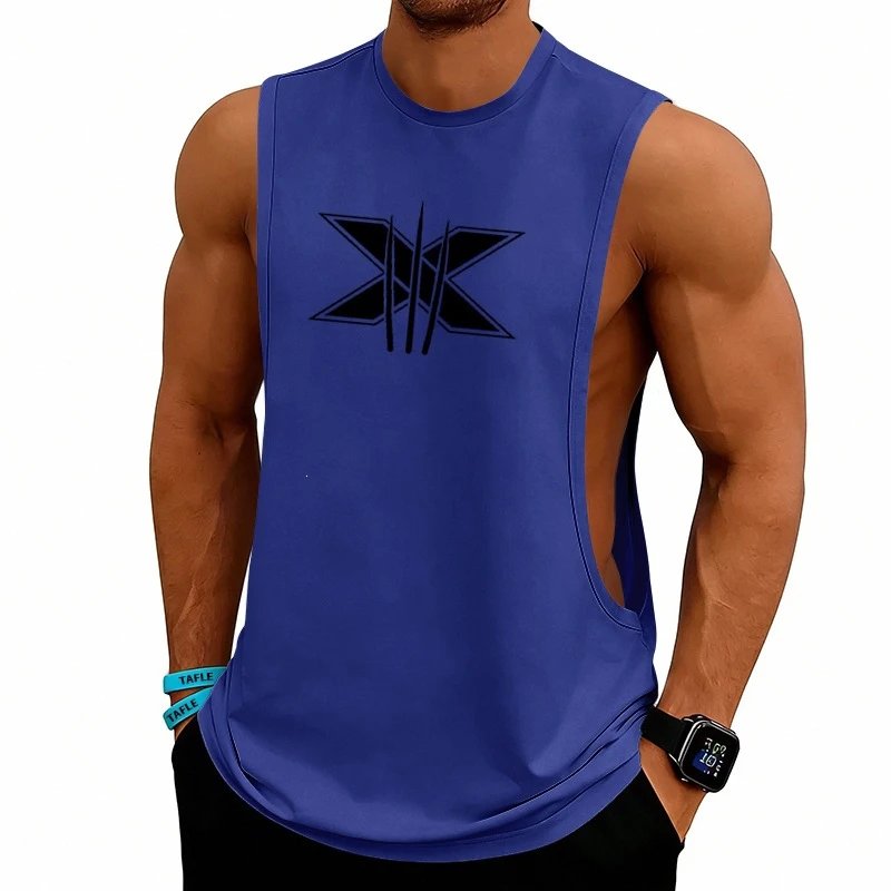 Design Graphic Logo Beige Muscle Tank Top Vest Top - 15